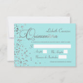 Carte de réponse espagnole Quinceanera Blue Silver (Devant)