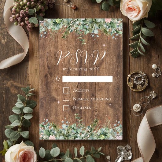 Carte de réponse Eucalyptus Dusty Rose | Greenery