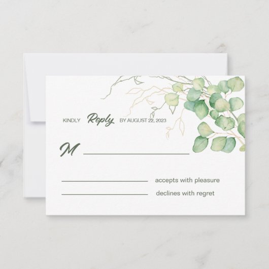 Carte de réponse Eucalyptus Modern Greenery (Devant)