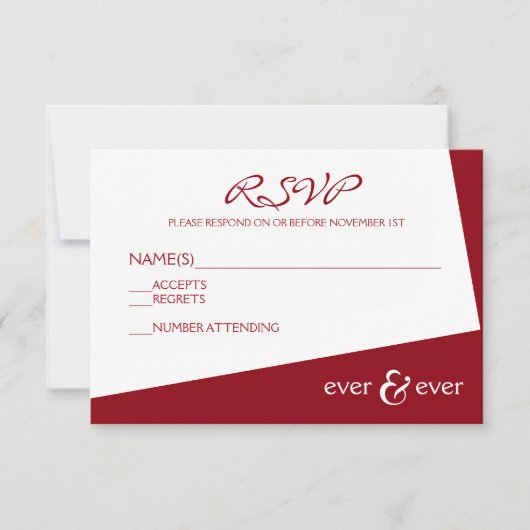 Carte de réponse Ever & Ever Burgundy Angle (Devant)