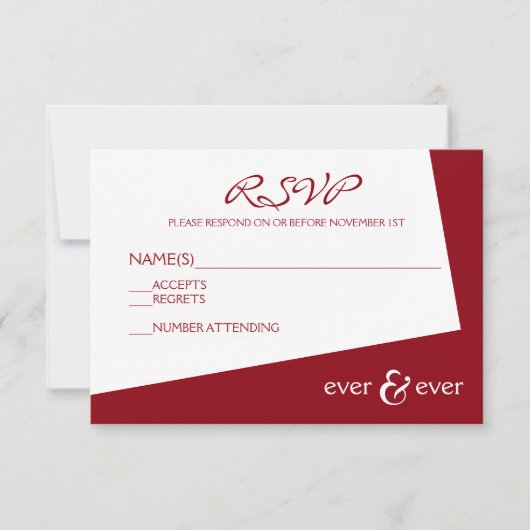 Carte de réponse Ever & Ever Burgundy Angle (Devant)