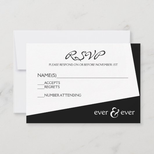 Carte de réponse - Ever & Ever Noir & Blanc Angle (Devant)
