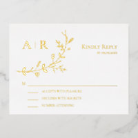 Carte de réponse Faire-part de mariage Gold Foil R
