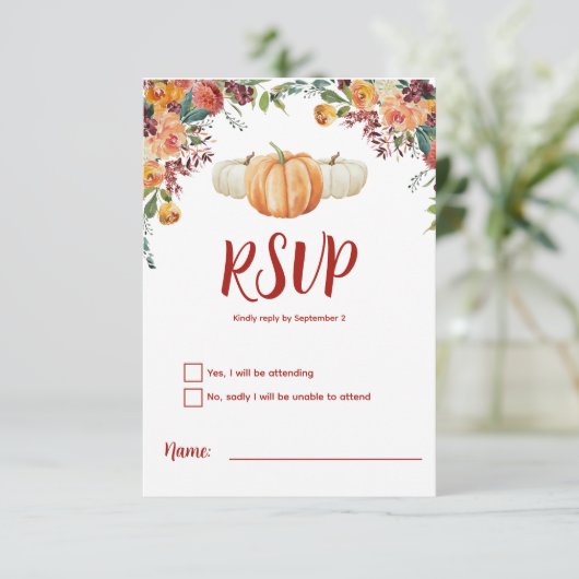 Carte de réponse Fall Little Pumpkin (Debout devant)