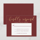 Carte de réponse Fancy Burgundy & Gold (Devant / Derrière)