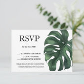 Carte de réponse Feuille Green Tropical Palm RSVP (Debout devant)