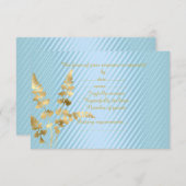 Carte de réponse feuille or bleu rsvp élégant mode (Devant / Derrière)