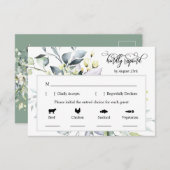 Carte de réponse Feuille Sage Green 4 choix de rep (Devant / Derrière)