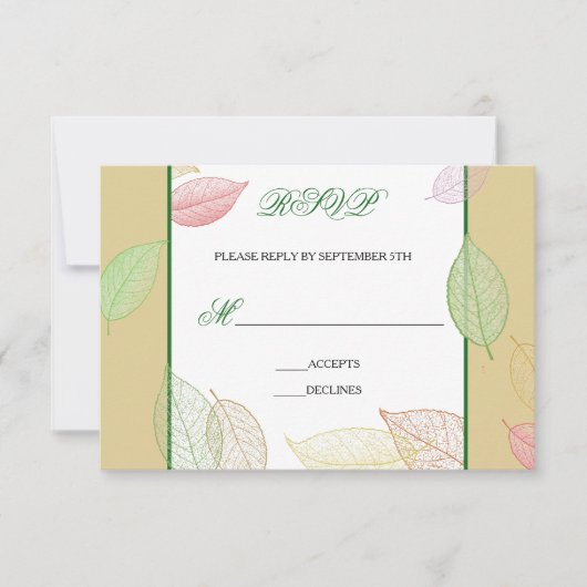 Carte de réponse - Feuilles d'automne translucides (Devant)