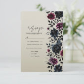 Carte de réponse Fleur d'amande bleu de minuit Bou (Debout devant)