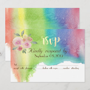 Carte de réponse Fleur de giclure d'aquarelle mode