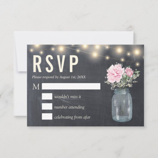 Carte de réponse  Fleur de pivoine rustique sur ta (Devant)