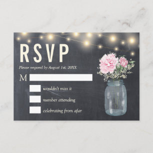 Carte de réponse Fleur de pivoine rustique sur ta