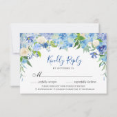 Carte de réponse Fleur d'Hydrangea Bleu Clair avec (Devant)