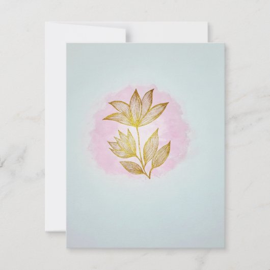 Carte de réponse Fleur d'Or Rose (RSVP) (Devant)