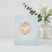 Carte de réponse Fleur d'Or Rose (RSVP) (Debout devant)
