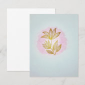 Carte de réponse Fleur d'Or Rose (RSVP) (Devant / Derrière)