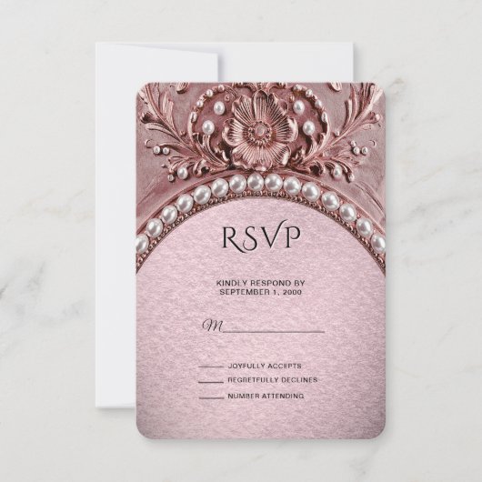 Carte de réponse Fleur rose (Devant)