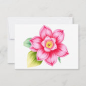 Carte de réponse Fleur Rose sans options de repas (Dos)