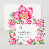 Carte de réponse Fleur Rose sans options de repas (Devant / Derrière)