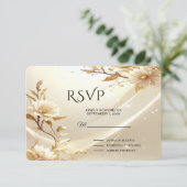 Carte de réponse Fleurs blanches et dorées (Debout devant)