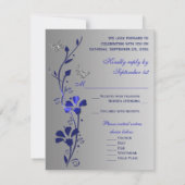 Carte de réponse Fleurs bleues, argentées avec pap (Dos)