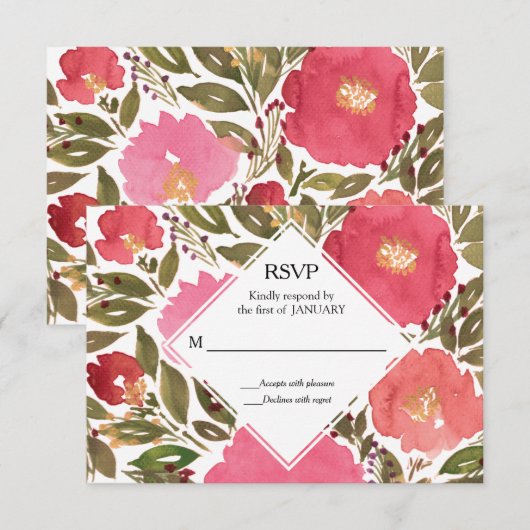 Carte de réponse Fleurs Bloom (Devant / Derrière)