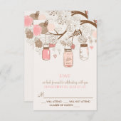 Carte de réponse Fleurs et Bocaux Mason Roses (Devant / Derrière)