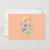 Carte de réponse Fleurs Rose Pêche Jaune (Dos)
