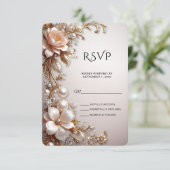 Carte de réponse Fleurs roses et blanches tendres (Debout devant)