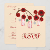 Carte de réponse Fleurs Rouges Mason Jars (Devant / Derrière)