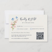 Carte de réponse Fleurs sauvages bleu rose (Devant)