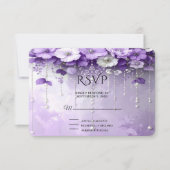 Carte de réponse Fleurs violettes avec perles qui (Devant)