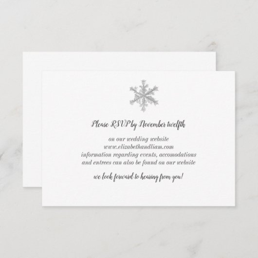 Carte de réponse flocon de neige (Devant / Derrière)