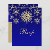 Carte de réponse Flocons de neige avec reflets dor (Devant / Derrière)