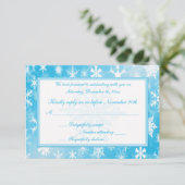 Carte de réponse Flocons de neige bleus ciel et bl (Debout devant)