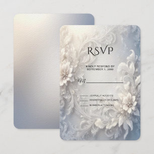 Carte de réponse Floral Blanc Élégant