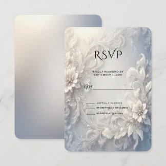 Carte de réponse Floral Blanc Élégant