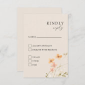 Carte de réponse Floral Boho avec repas (Devant / Derrière)