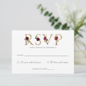 Carte de réponse Floral Burgundy Gold RSVP (Debout devant)