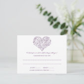 Carte de réponse Floral Heart (Violet) (Debout devant)