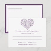 Carte de réponse Floral Heart (Violet) (Devant / Derrière)