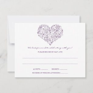 Carte de réponse Floral Heart (Violet)