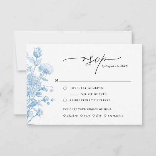 Carte de réponse Floral Sketch (Devant)