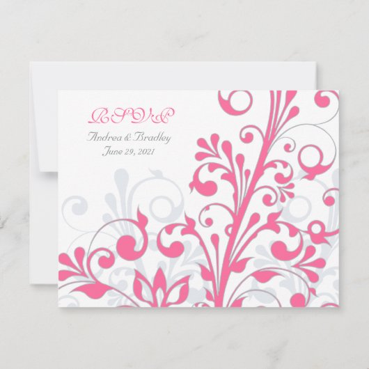 Carte de réponse florale abstraite (Dos)