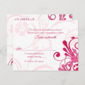 Carte de réponse florale abstraite rose et blanc (Devant / Derrière)