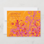 Carte de réponse florale abstraite rose et orange (Dos)