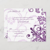 Carte de réponse florale abstraite violette et bla (Devant / Derrière)