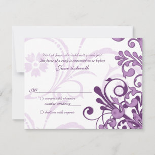 Carte de réponse florale abstraite violette et bla