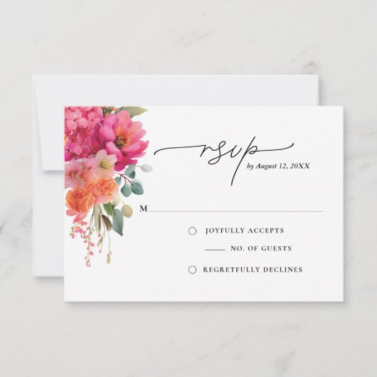 Carte de réponse florale aquarelle (Devant)